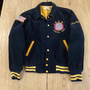 Vintage Corduroy IBEW West Wind Jacket Brotherhood of Electrical Workers Quilted